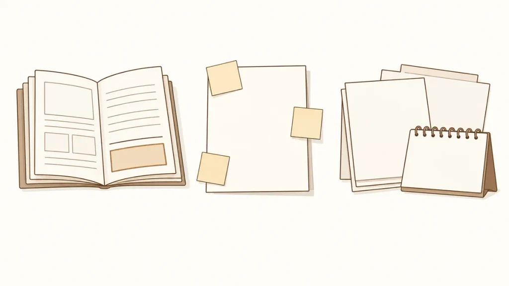 書面の強調欄、付箋を添えた書類、支払い資料と予定表を横に並べたイラスト