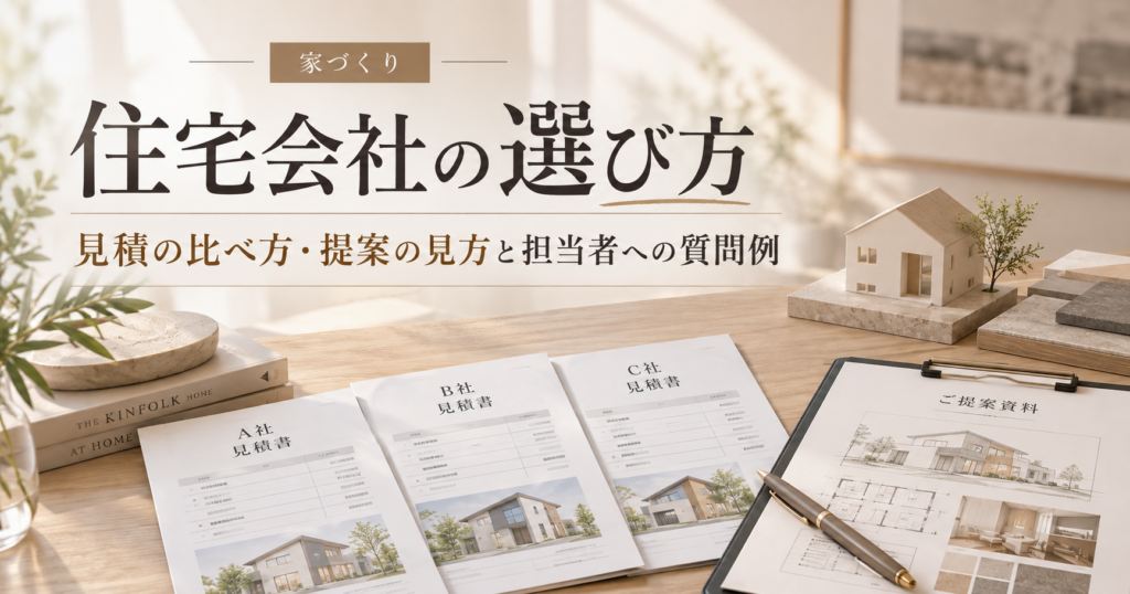 住宅会社の見積と提案を同じ条件で比較するイメージ