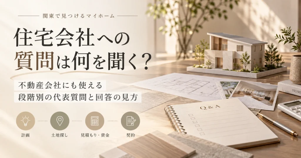 住宅会社や不動産会社への質問を整理するイメージ